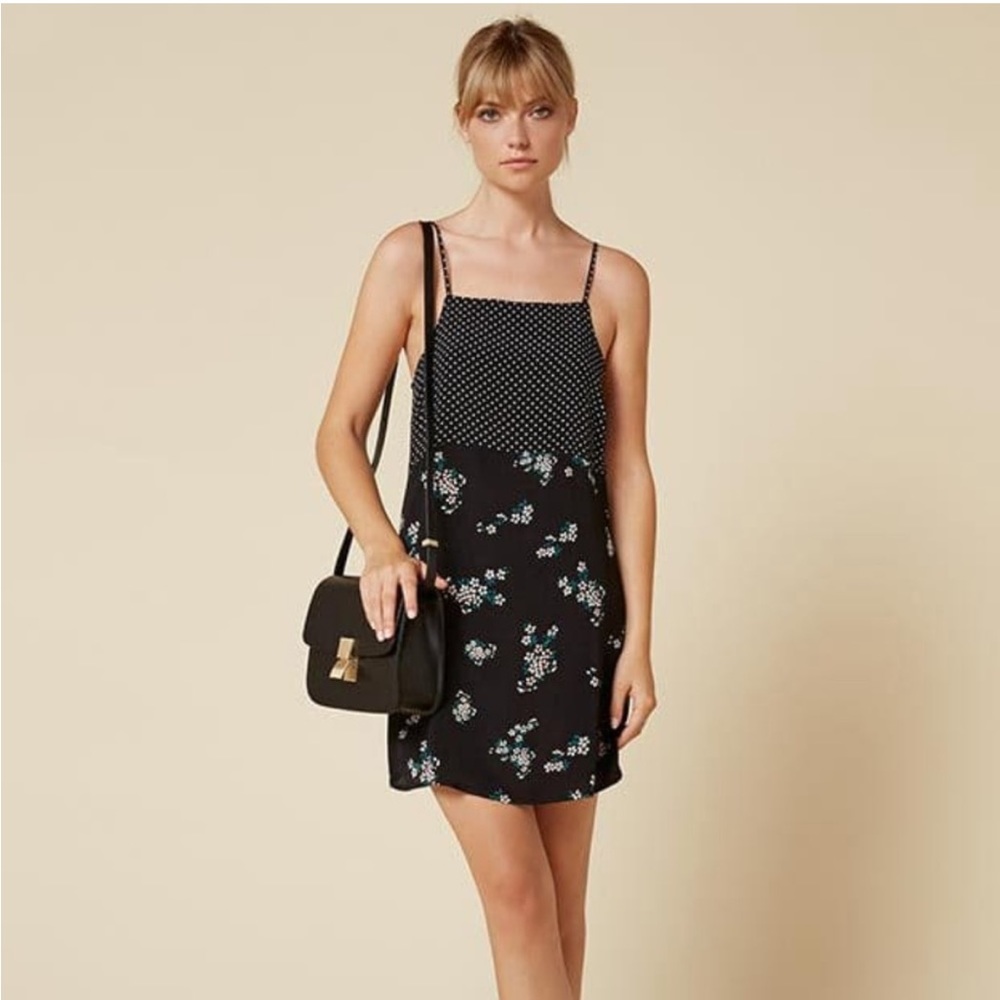 Reformation Jessie floral polka dot square neck mini dress